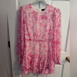 Long sleeve toile mini dress